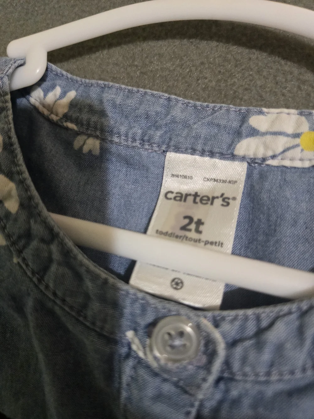 Carter's 2T Blue Chambray Daisy Floral Dress Toddler Girls Short Sleeve